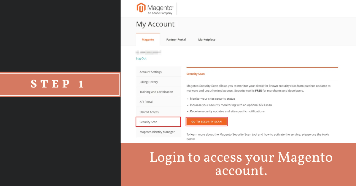 login to access your Magento