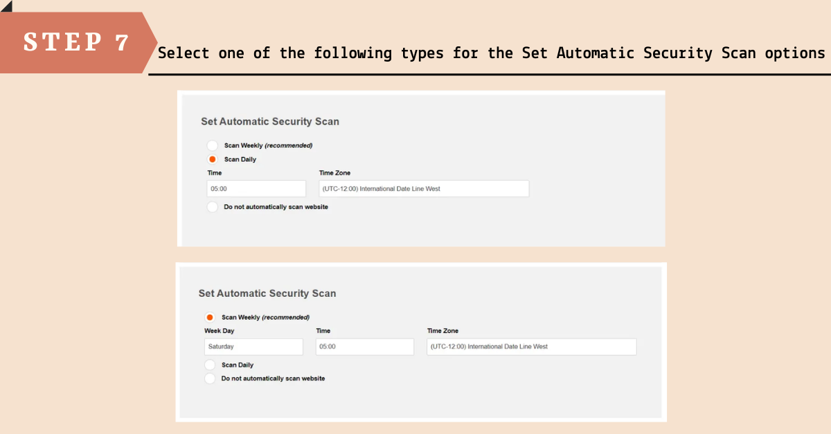 Set Automatic Security Scan options